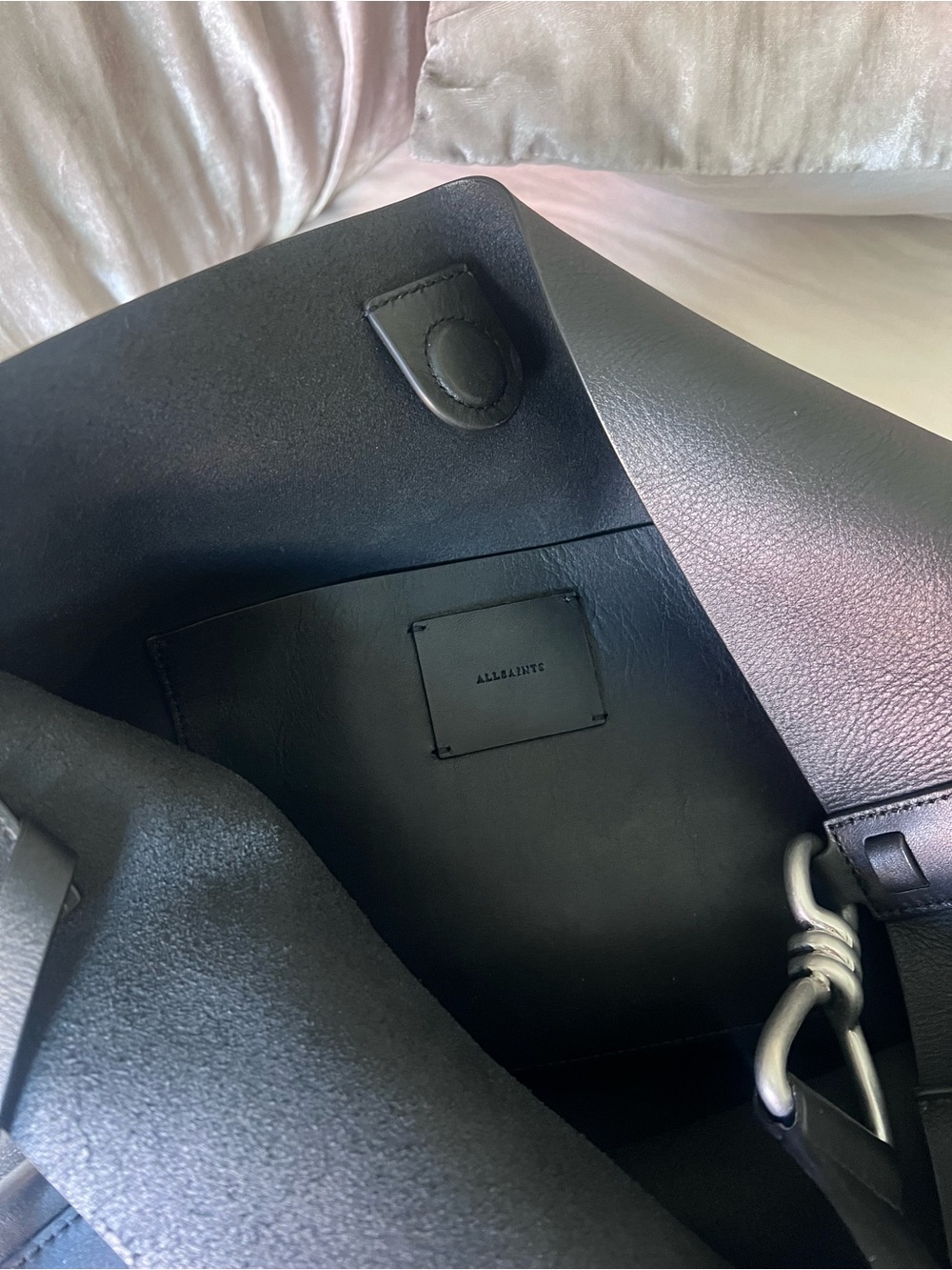 All Saints Captain Leather North South Tote Bag - Picture 10 of 11